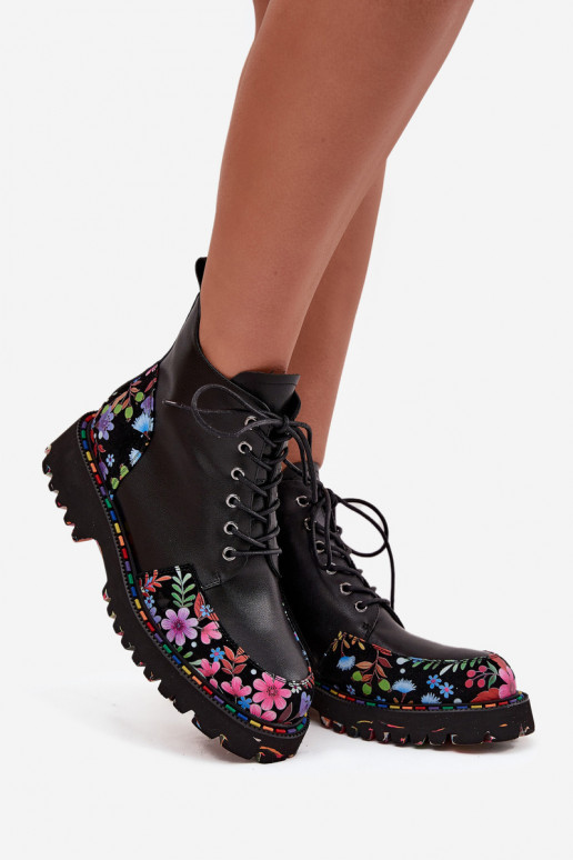 Peau Bottes pour femmes Avec des fleurs réchauffer Artiker 57C0180 couleur noire