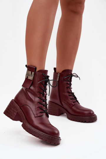 Peau Bottines de travail Féminin Klocke Avec des décorations Detalem Artiker 57C0211 Bourgogne 2