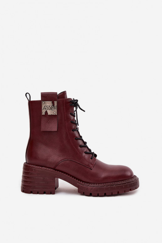 Peau Bottines de travail Féminin Klocke Avec des décorations Detalem Artiker 57C0211 Bourgogne