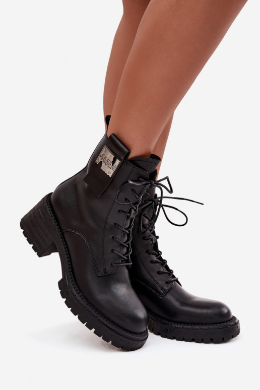 Peau Bottines de travail Féminin Klocke Avec des décorations Detalem Artiker 57C0214 couleur noire