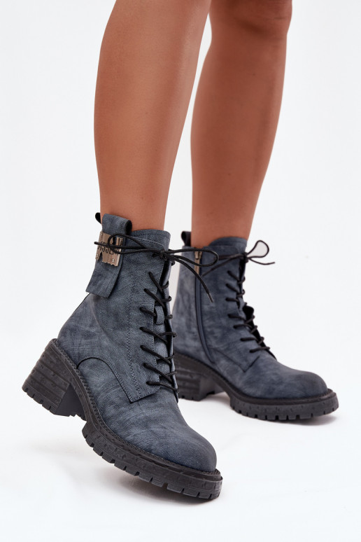 Peau Bottines de travail Féminin Klocke Avec des décorations Detalem Artiker 57C0212 couleur bleue