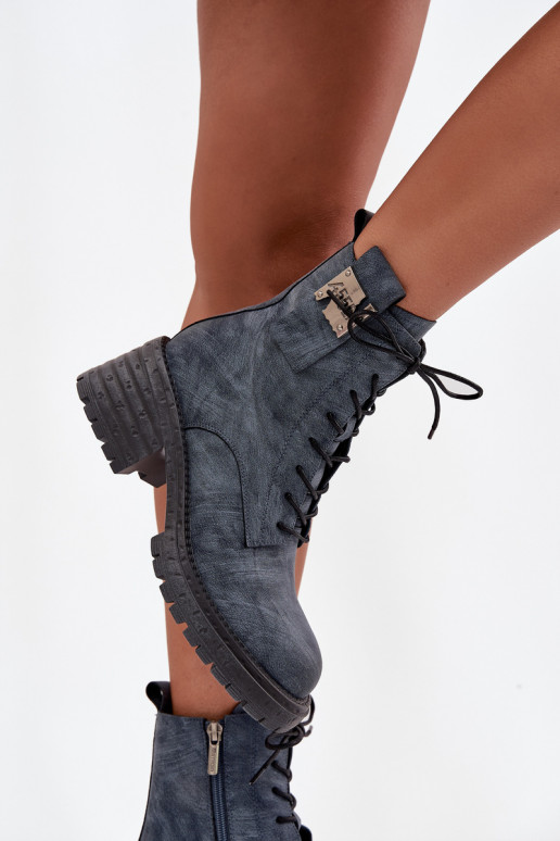 Peau Bottines de travail Féminin Klocke Avec des décorations Detalem Artiker 57C0212 couleur bleue