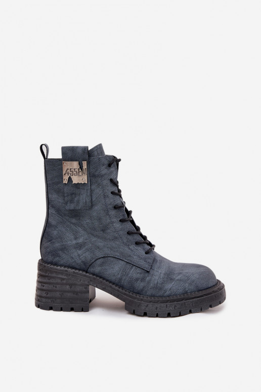 Peau Bottines de travail Féminin Klocke Avec des décorations Detalem Artiker 57C0212 couleur bleue