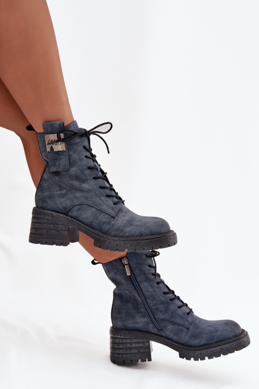 Peau Bottines de travail Féminin Klocke Avec des décorations Detalem Artiker 57C0212 couleur bleue