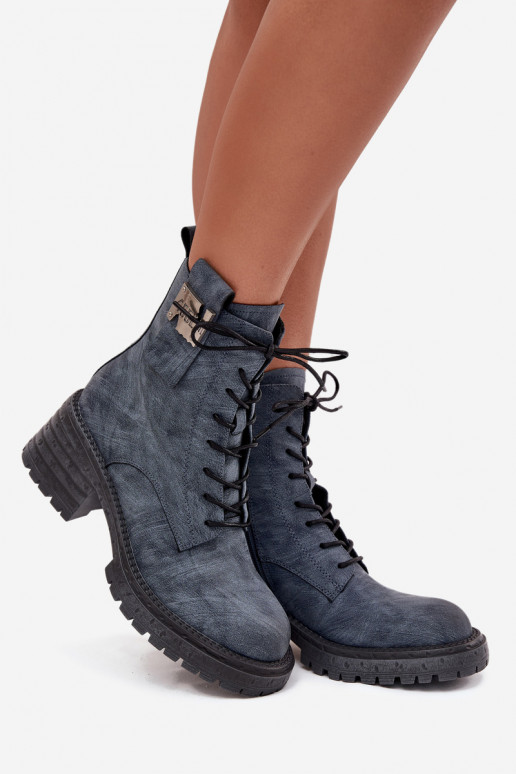 Peau Bottines de travail Féminin Klocke Avec des décorations Detalem Artiker 57C0212 couleur bleue