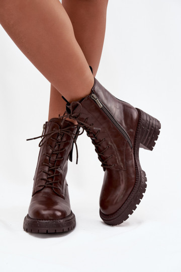 Peau Bottines de travail Féminin Klocke Avec des décorations Detalem Artiker 57C0213 marron 2