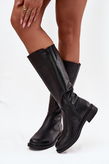 Peau Bottes chaudes avec des talons larges Sergio Leone KZ25600-S couleur noire 2