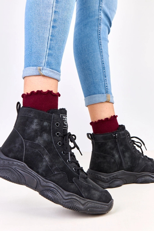 Bottes de travail noires en daim...