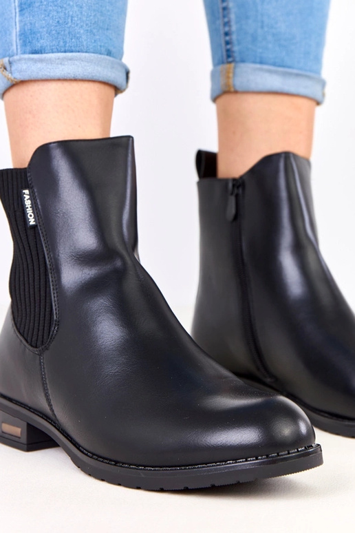 Bottines noires à semelle plate avec...