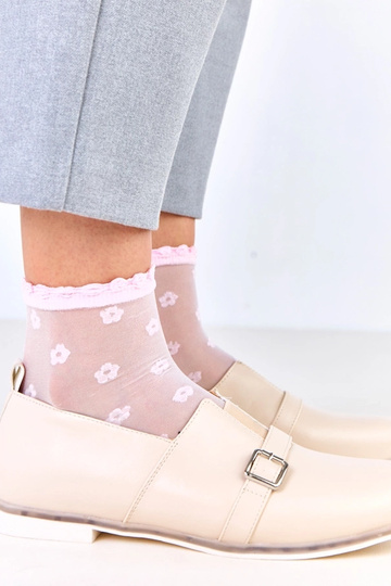 Bottines beiges pour femmes avec semelle intérieure en cuir, Klensi 2