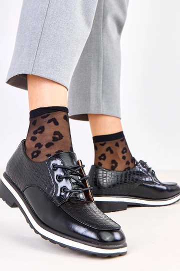 Bottines noires avec embossage et bout carré Kerawa 2