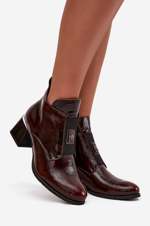Peau avec effet vernis Bottes Klocke Avec des décorations Detalem réchauffer Zazoo 60560 marron foncé