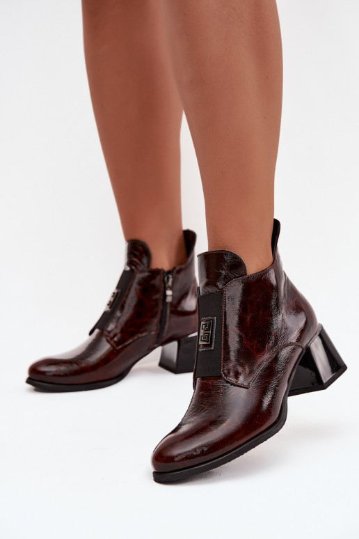 Peau avec effet vernis Bottes Klocke Avec des décorations Detalem réchauffer Zazoo 60560 marron foncé