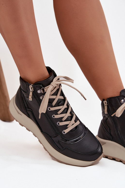 Bottes Style sportif Féminin avec une plateformeActivéturalnej Skóry Zazoo Z1239 couleur noire