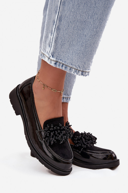 Féminin Mocassins avec effet vernis S.Barski HY52-369B couleur noire