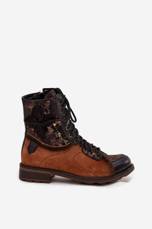 Peau Bottes pour femmesActivéturalnej Skóry avec des talons larges Il fautciejka 07004-29 marron