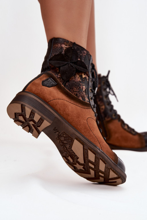 Peau Bottes pour femmesActivéturalnej Skóry avec des talons larges Il fautciejka 07004-29 marron