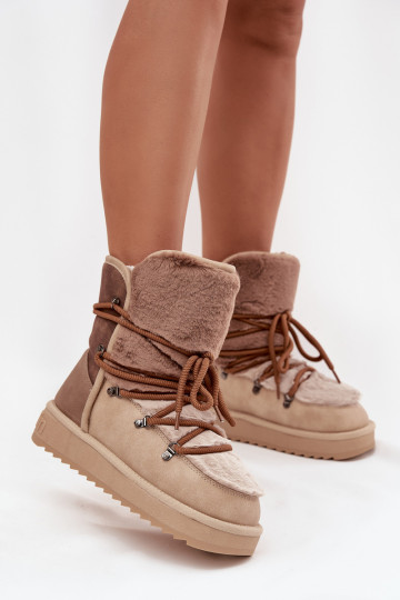 Bottes de neige Féminin avec un manteau de fourrure D.Franklin DFSH370012 beige 2