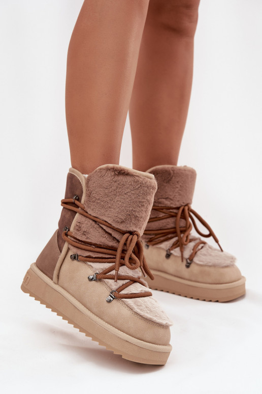 Bottes de neige Féminin avec un manteau de fourrure D.Franklin DFSH370012 beige