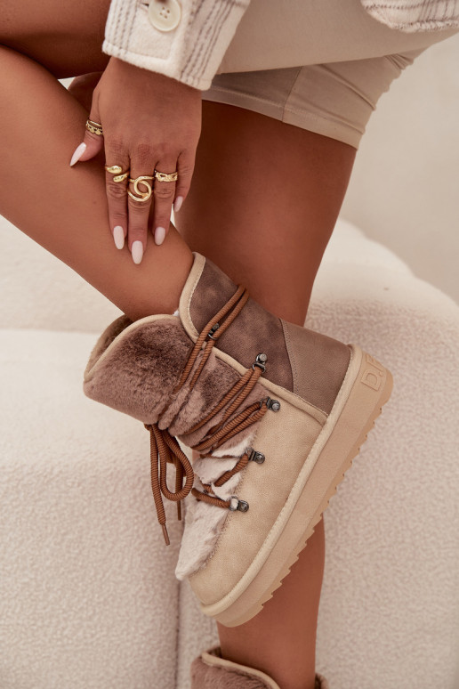 Bottes de neige Féminin avec un manteau de fourrure D.Franklin DFSH370012 beige