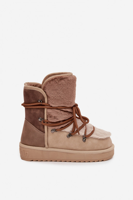 Bottes de neige Féminin avec un manteau de fourrure D.Franklin DFSH370012 beige