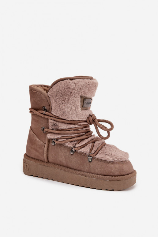 Bottes de neige Féminin avec une plateforme avec un manteau de fourrure D.Franklin DFSH37022 beige