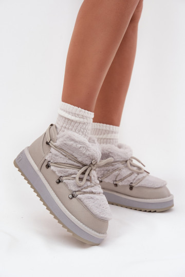 Faible Bottes de neige avec une plateforme avec un manteau de fourrure D.Franklin DFSH370011 couleur grise 2