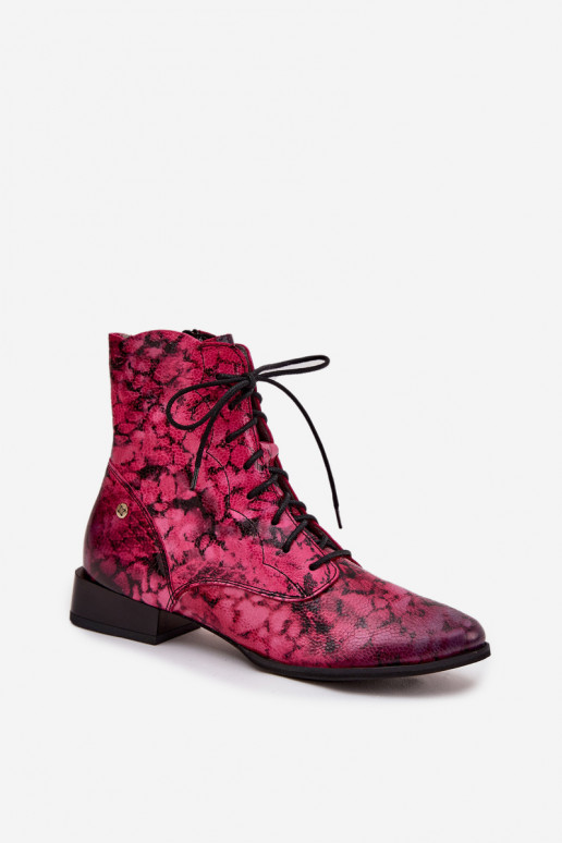 Peau À motifs Bottes avec des talons larges Il fautciejka 06391-23 couleur rose