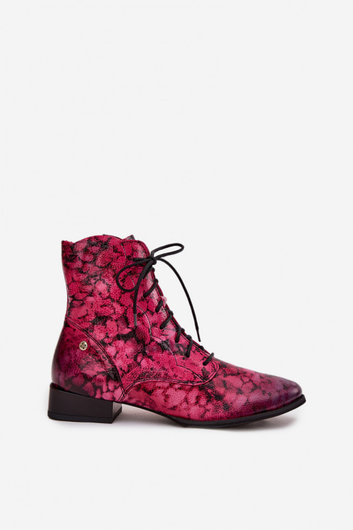 Peau À motifs Bottes avec des talons larges Il fautciejka 06391-23 couleur rose