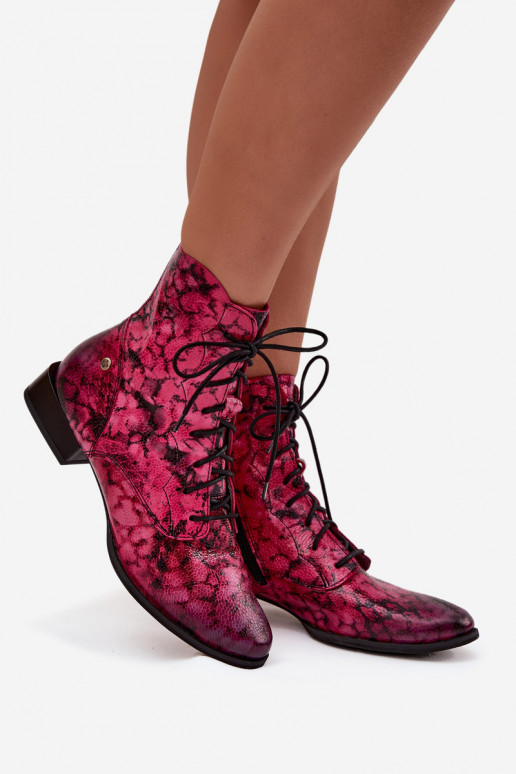 Peau À motifs Bottes avec des talons larges Il fautciejka 06391-23 couleur rose