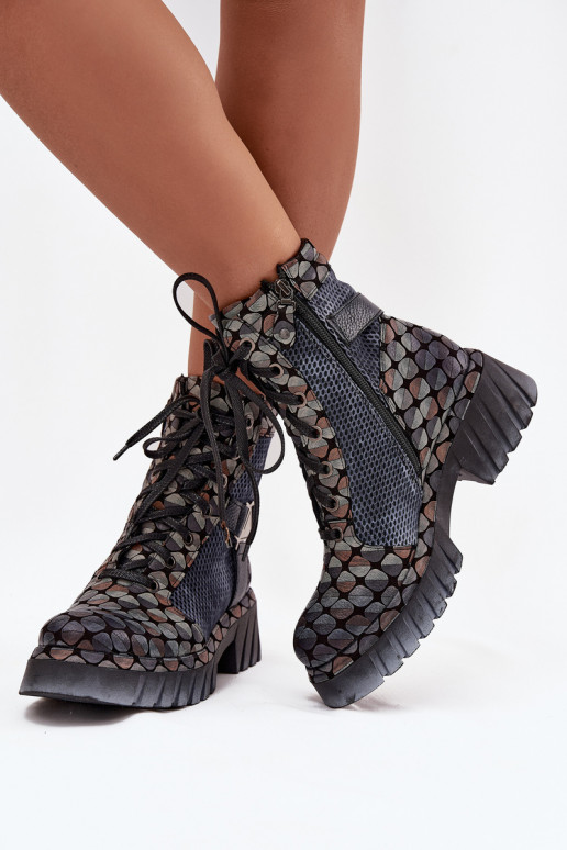 Peau Bottines de travail Féminin Il fautciejka 07072-03 Couleurs différentes