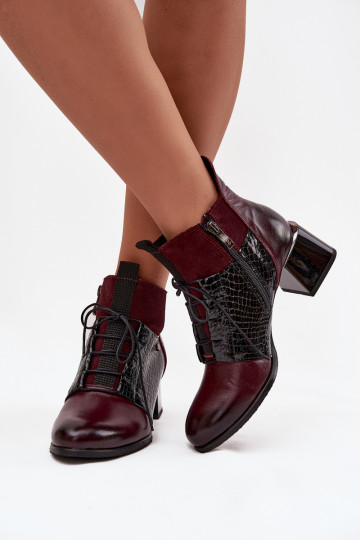 Zazoo 60503 bottines en simili cuir avec talons doublées en bordo