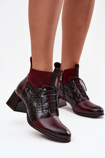 Zazoo 60503 bottines en simili cuir avec talons doublées en bordo 2