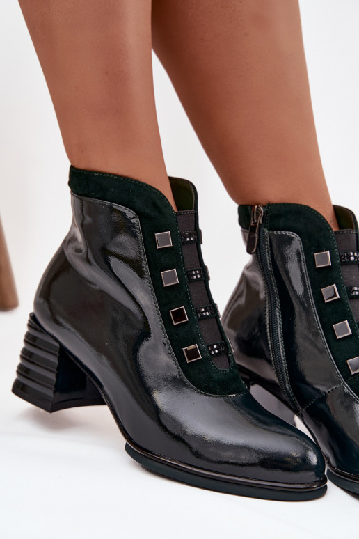 avec effet vernis Bottes pour femmesActivéturalnej Skóry avec des talons D&ACR52-696 couleur kaki