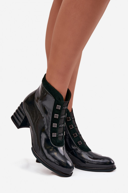 avec effet vernis Bottes pour femmesActivéturalnej Skóry avec des talons D&ACR52-696 couleur kaki