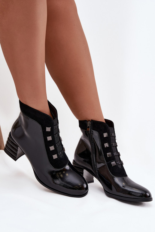 Peau avec effet vernis Bottes pour femmes D&A MR52-144 couleur noire