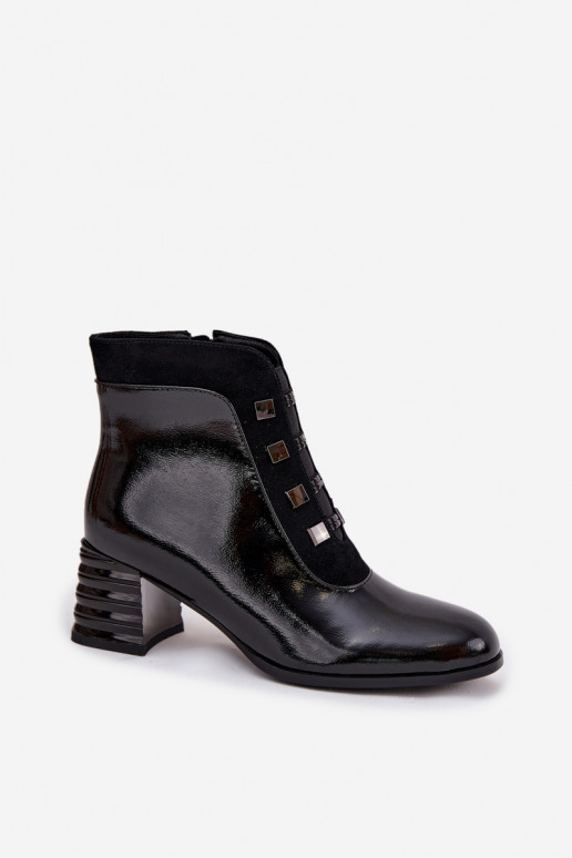 Peau avec effet vernis Bottes pour femmes D&A MR52-144 couleur noire