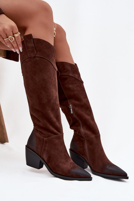 bottes style coÀ-boy Féminin avec des talonsActivéturalnego en daimu Artiker 57C0230 marron