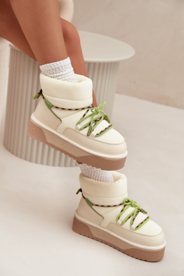 Bottes à neige avec plateforme, D.Franklin DFSH371015, couleur ivoire