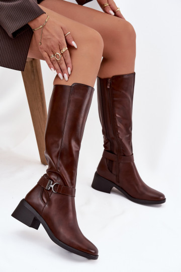 réchauffer bottes pour femmes Klocke avec des sangles Sergio Leone KZ25826 marron