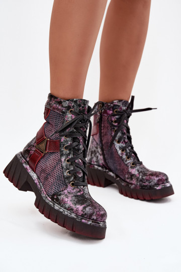 Bottines de travail en cuir pour femmes, Tai turiciejka 07072-23, bordeaux