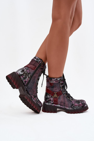 Bottines de travail en cuir pour femmes, Tai turiciejka 07072-23, bordeaux 2