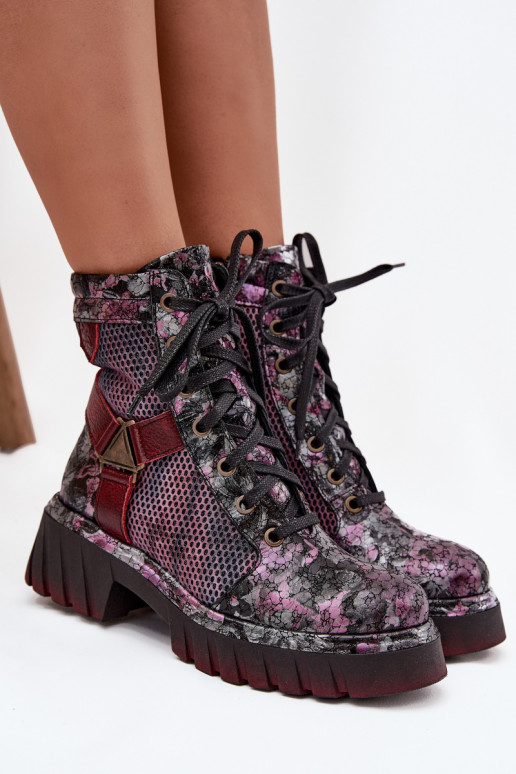 Peau Bottines de travail Féminin Il fautciejka 07072-23 Bourgogne