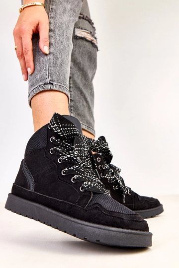 Baskets montantes noires avec lacets épais, Klevis