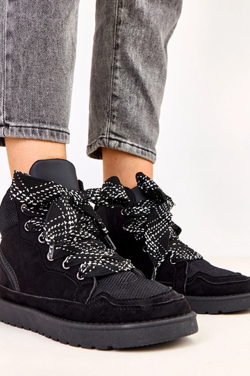 Baskets montantes noires avec lacets épais, Klevis 2