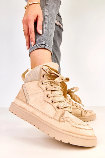 Baskets hautes beiges avec de grosses lacets Klevis
