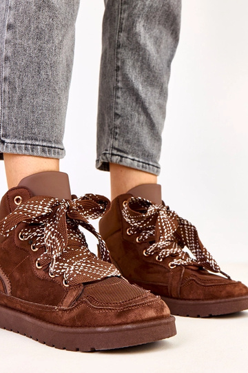 Baskets hautes marron avec de grosses lacets Klevis