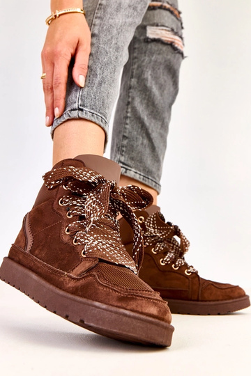 Baskets hautes marron avec de grosses lacets Klevis 2