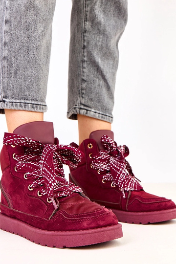 Baskets hautes cerises avec de grosses lacets Klevis