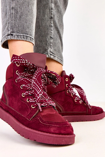 Baskets hautes cerises avec de grosses lacets Klevis 2
